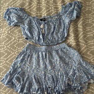 Blue Floral Two-Piece Set